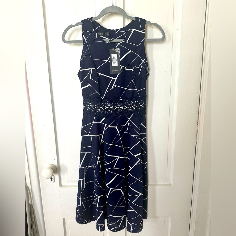 NWT Homeyee Women's Cocktail A-Line Embroidery Dress - Picture 6 of 6
